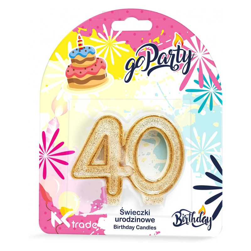 Świeczka urodzinowa złoty brokat SF-057 (40) GO PARTY