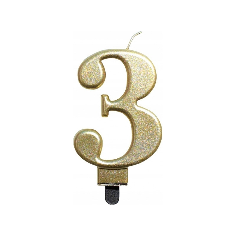 Świeczka urodzinowa metaliczna ZŁOTA SF-357-3 GO PARTY