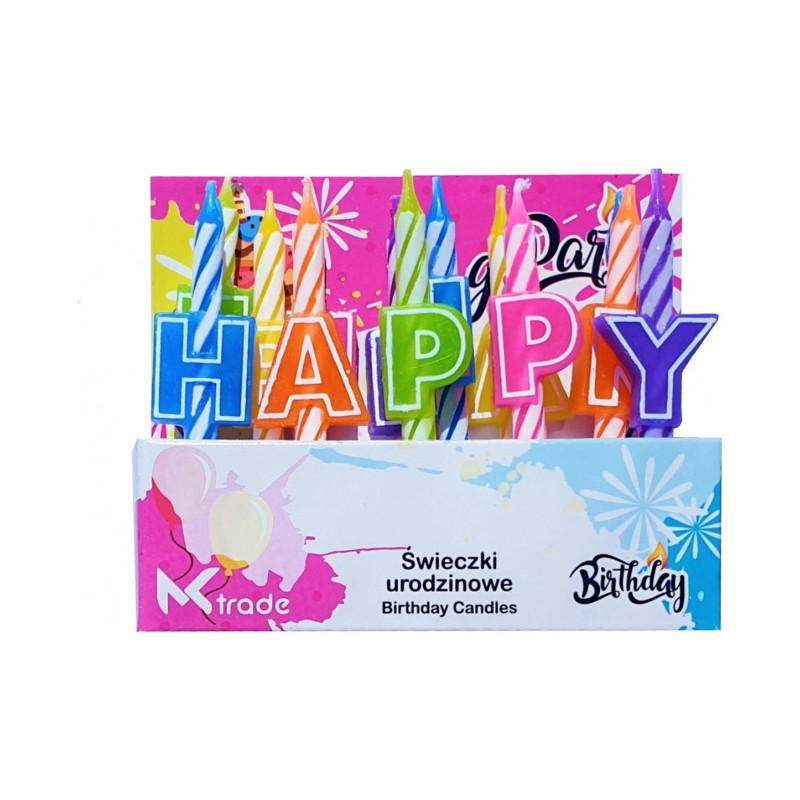 Świeczki urodzinowe kolorowe Happy Birthday SH-200 GO PARTY