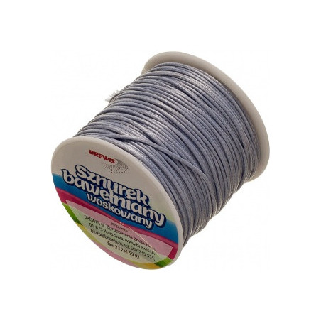 Sznurek bawełniany woskowany 1mm*25m srebrny SBW3 BREWIS