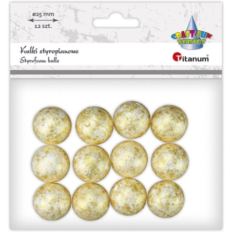 Kulki styropianowe 25mm (12 sztuk) złote 623438 TITANUM