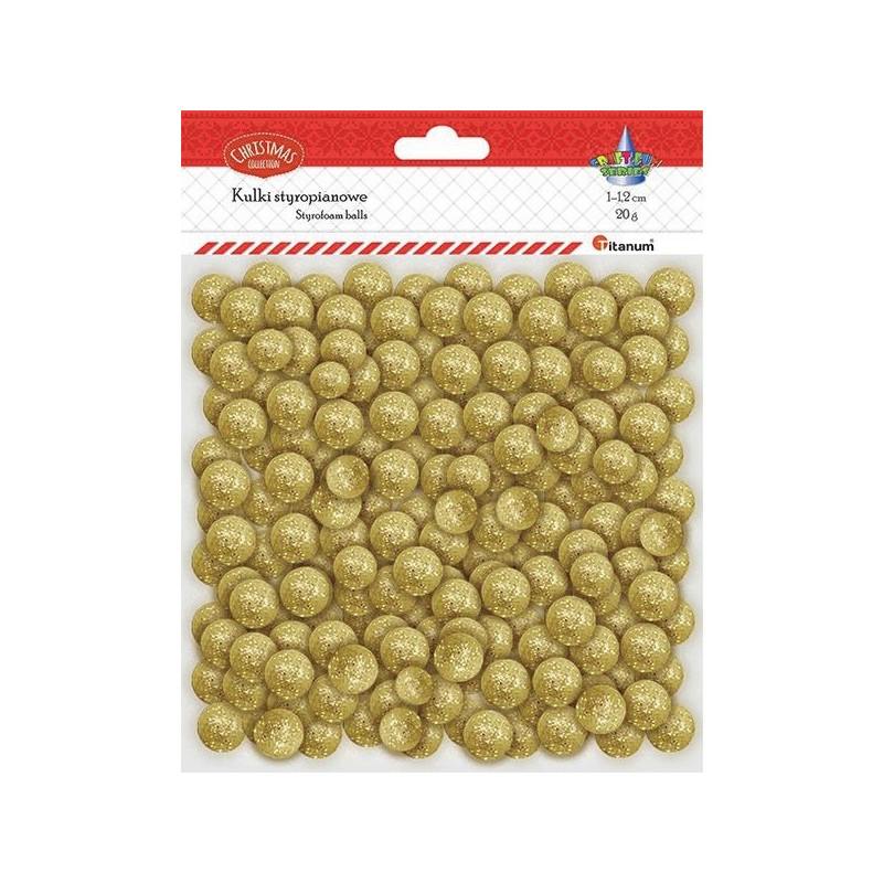 Kulki styropianowe 10-12mm (20g) złote z brokatem 439978 TITANUM