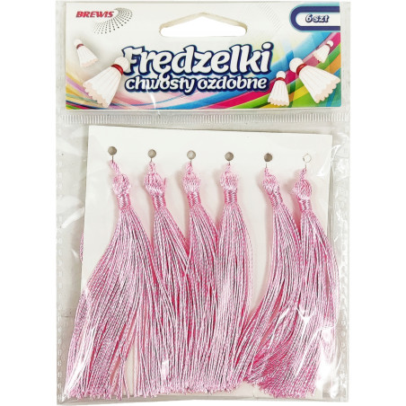 Frędzelki (chwosty ozdobne) FR6 (6 sztuk) 8 cm różowe BREWIS