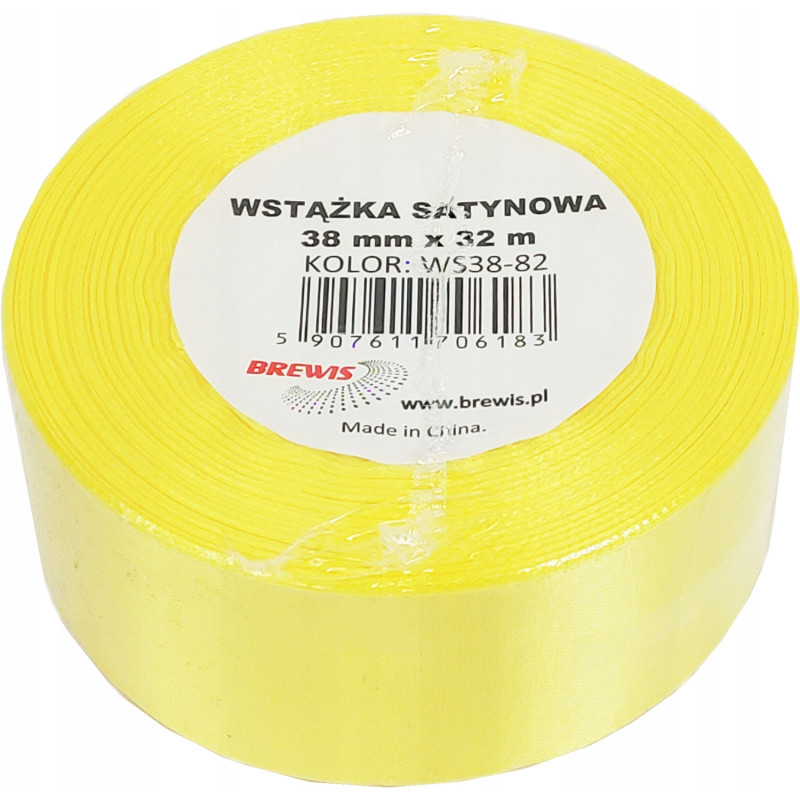 Wstążka satynowa 38mm/32m kanarkowa 82 BREWIS