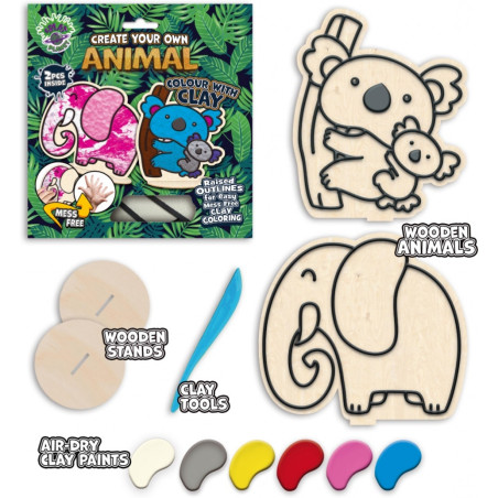 Zestaw do kolorowania plasteliną na drewnie ZWIERZĘTA 0465-0073-04 Panta Plast
