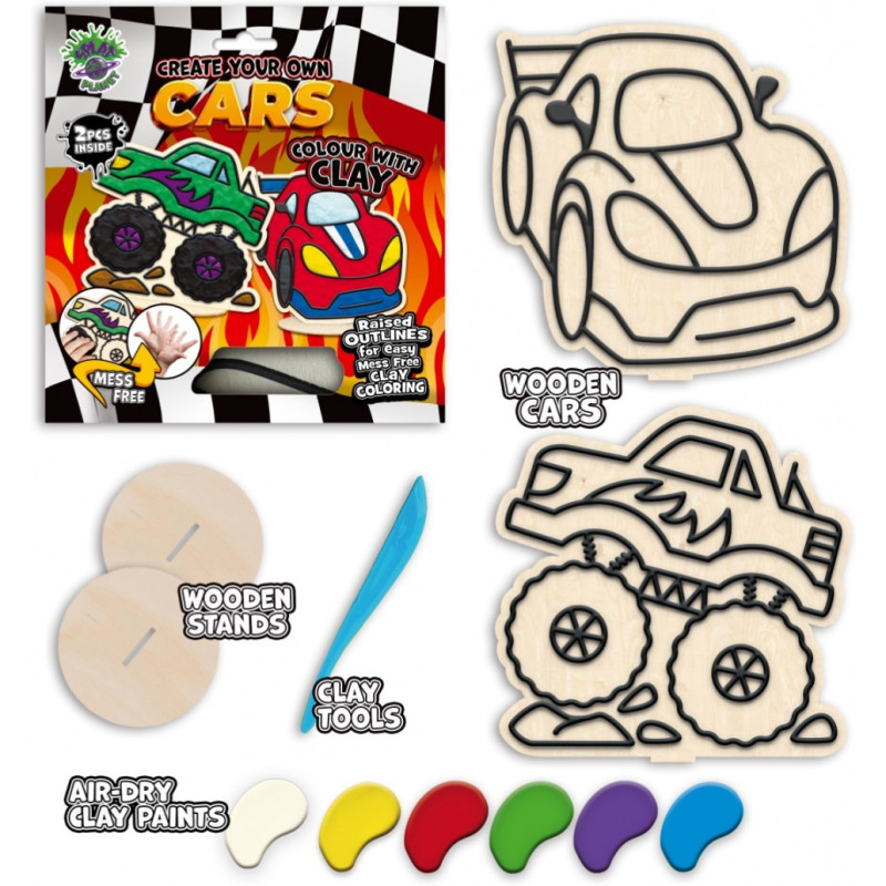 Zestaw do kolorowania plasteliną na drewnie AUTA 0465-0073-08 Panta Plast