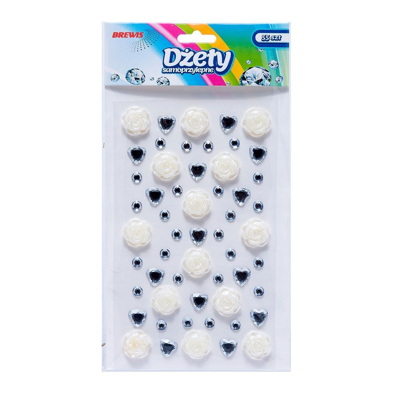 Dżety DSK6 Róże ecru i diamentowe serca 55szt. BREWIS
