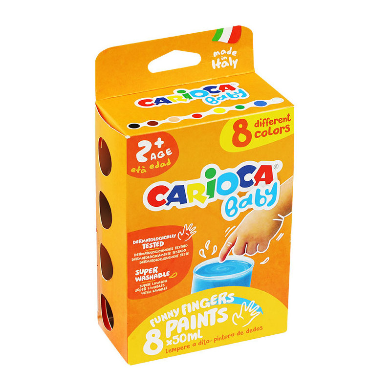 Farba CARIOCA tempera do malowania palcami 8 koloró 50ml. (43174) 170-2574