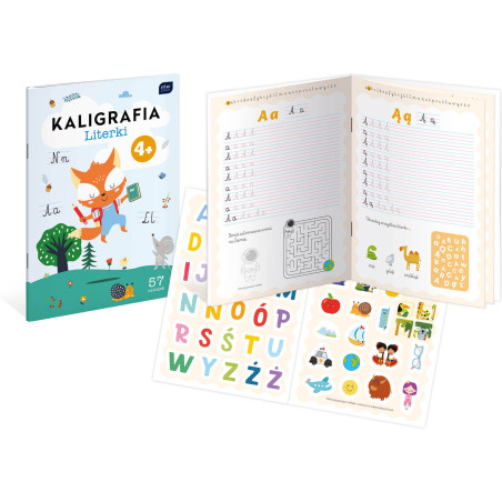 Kolorowanka A4 16k z naklejkami KALIGRAFIA + zadania INTERDRUK