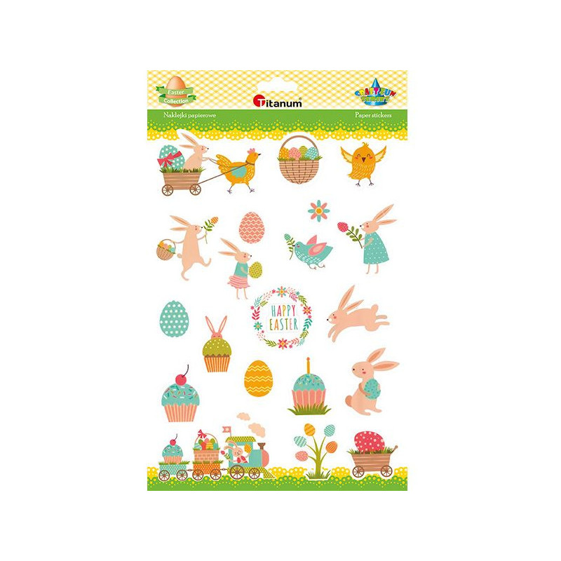 Naklejki papierowe HAPPY EASTER 20szt. 490750 TITANUM