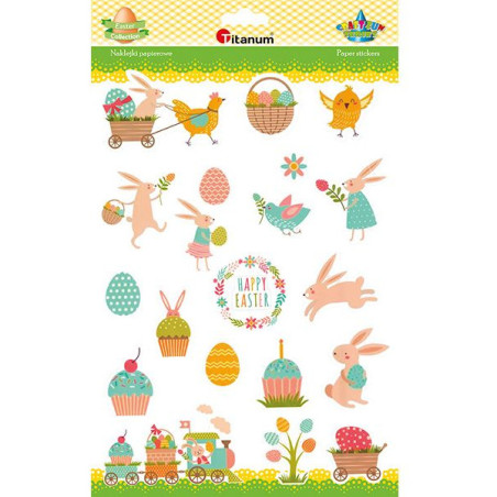 Naklejki papierowe HAPPY EASTER 20szt. 490750 TITANUM