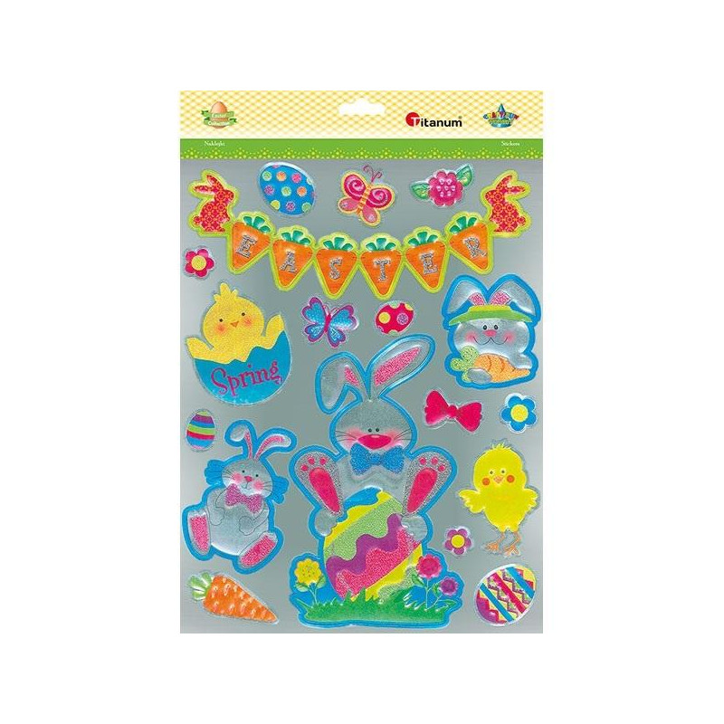 Naklejki foliowe metaliczne WIELKANOC 18szt. 470954 TITANUM