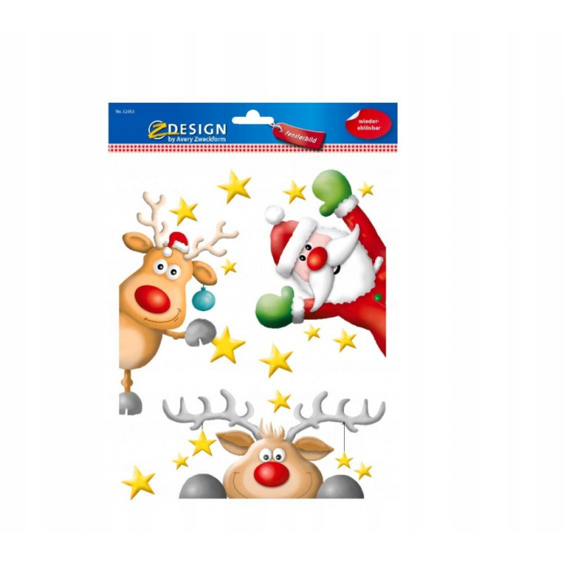 Naklejki foliowe Z-Design na okno - mikołaje i renifery 52953 AVERY ZWECKFORM