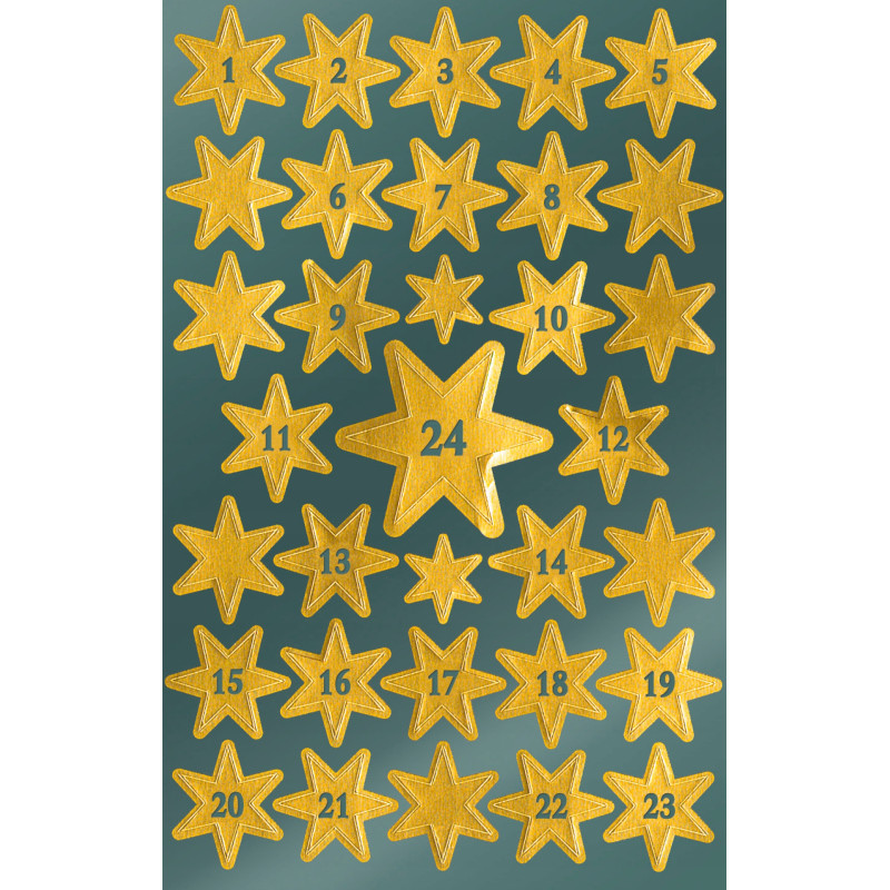 Naklejki Z-Design - złote gwiazdy z cyframi 52809 AVERY ZWECKFORM