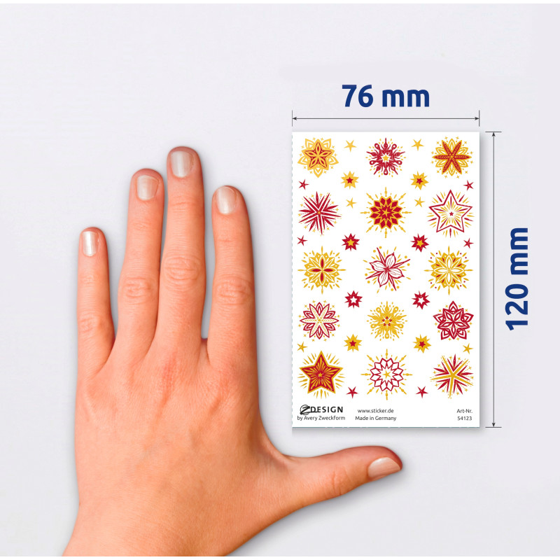 Naklejki foliowe z transparentnym tłem - złoto-czerwone gwiazdy Z-Design 54123 AVERY ZWECKFORM