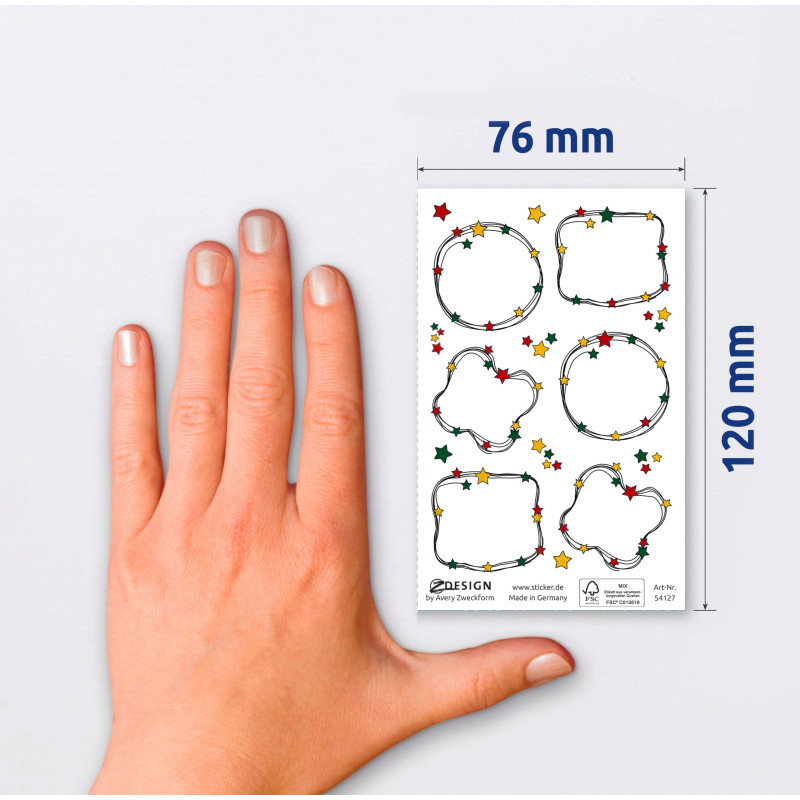 Naklejki papierowe z tłoczeniami - ramki do ręcznego opisania Z-Design 54127 AVERY ZWECKFORM