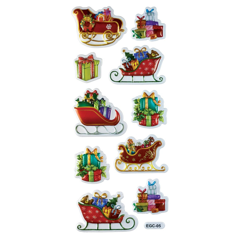 Naklejki wypukłe miękkie sanie i prezenty 10szt. 457772 TITANUM