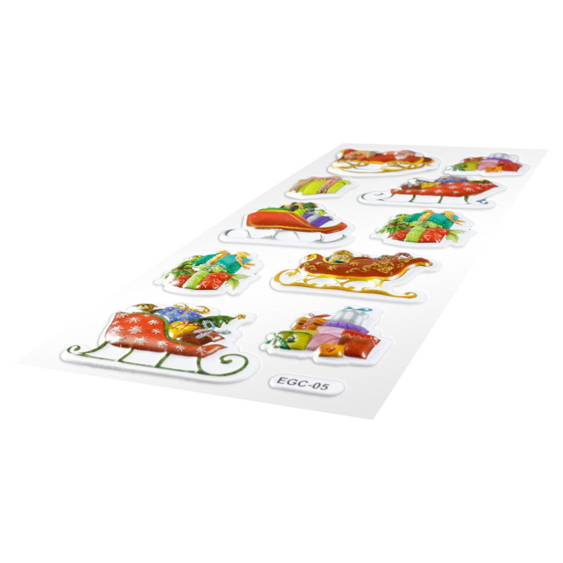 Naklejki wypukłe miękkie sanie i prezenty 10szt. 457772 TITANUM