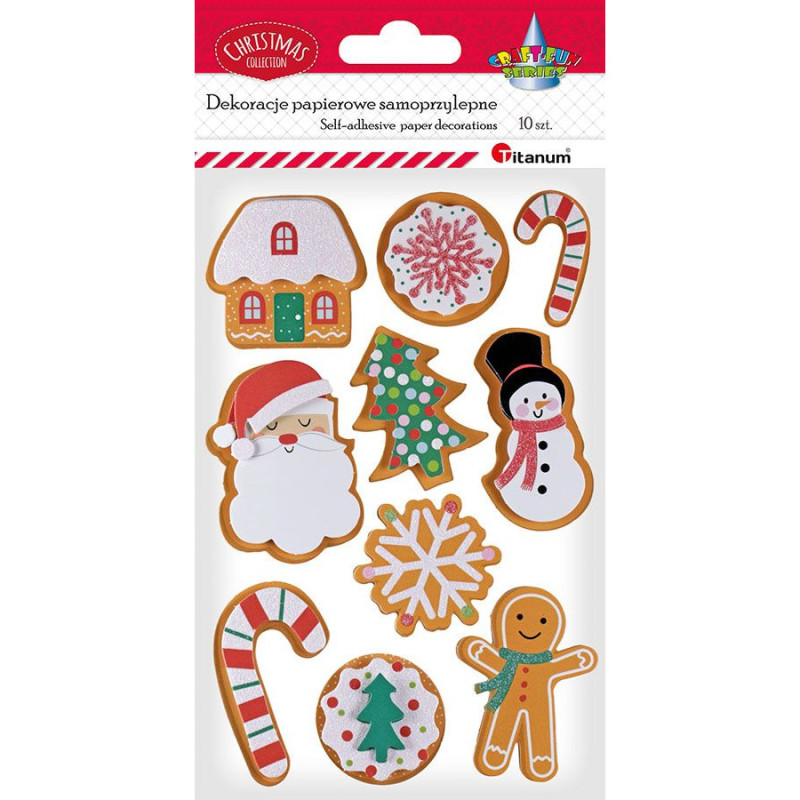 Naklejki papierowe 3D Boże Narodzenie 10szt. 10,5x16 cm486403 TITANUM