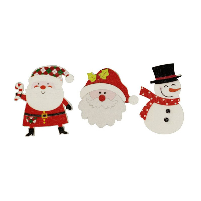 Dekoracje samoprzylepne drewniane Boże Narodzenie na piance 3D 6szt. (3x2szt.) 414471 TITANUM