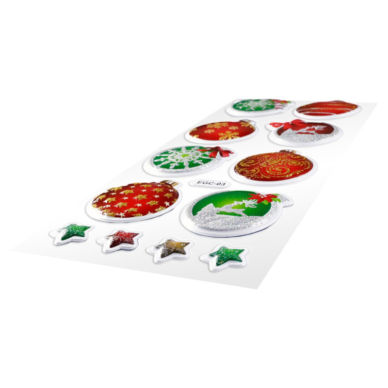 Naklejki wypukłe miękkie bombki 35mm gwiazdki 14mm 12szt. 457771 TITANUM