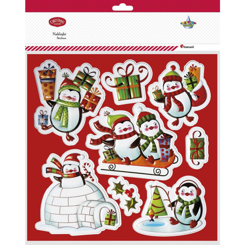 Naklejki wypukłe pingwiny mix 8szt. 487006 TITANUM