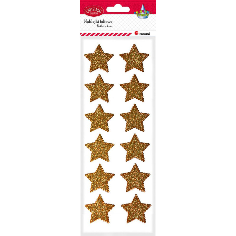 Naklejki foliowe gwiazdki 40mm złote 12szt. 363201 TITANUM