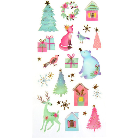 Naklejki wypukłe Boże Narodzenie pastelowe 21x9cm ARPEX