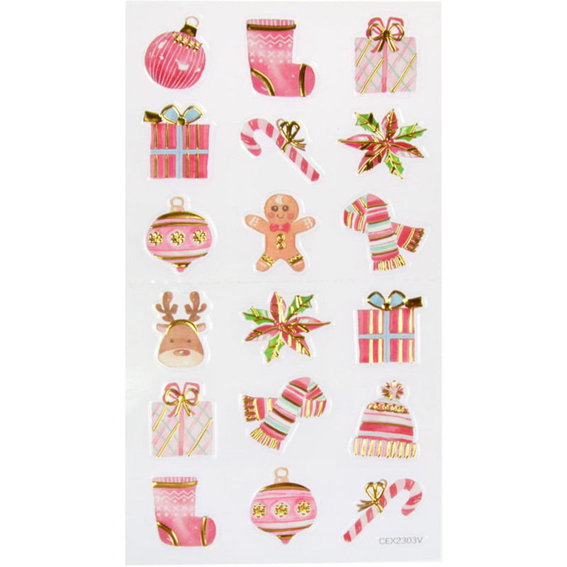 Naklejki pastelowe motywy świąteczne/zimowe 21,4x10cm ARPEX