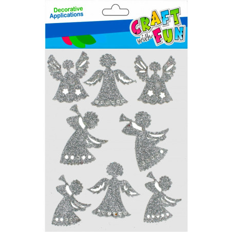 Naklejki brokatowe ANIOŁKI srebrne 8szt. 521738 Craft with Fun