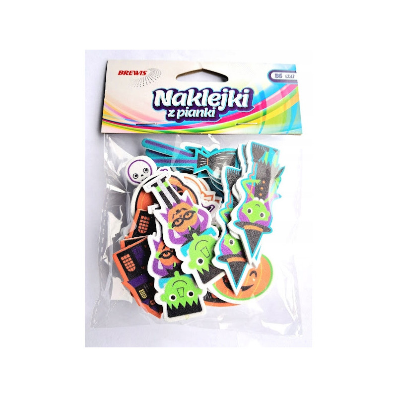 Naklejki z pianki HALLOWEEN dynie, miotła, dom (36 szt.) PVH6 BREWIS