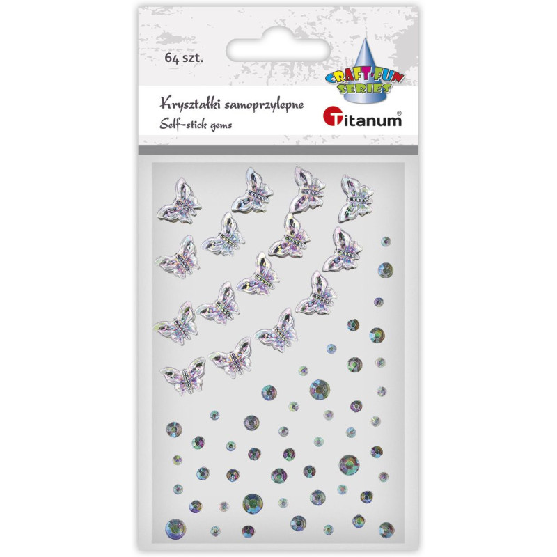 Kryształki samoprzylepne MOTYLE + Kropki (64 sztuki) 627664 24SL0341 TITANUM