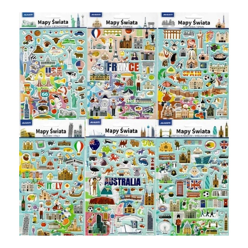 Naklejki edukacyjne MAPY ŚWIATA AVANTI