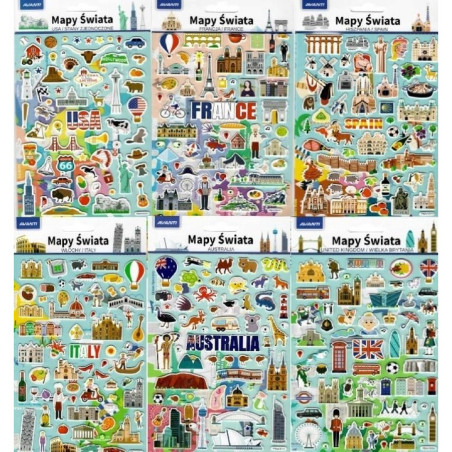 Naklejki edukacyjne MAPY ŚWIATA AVANTI
