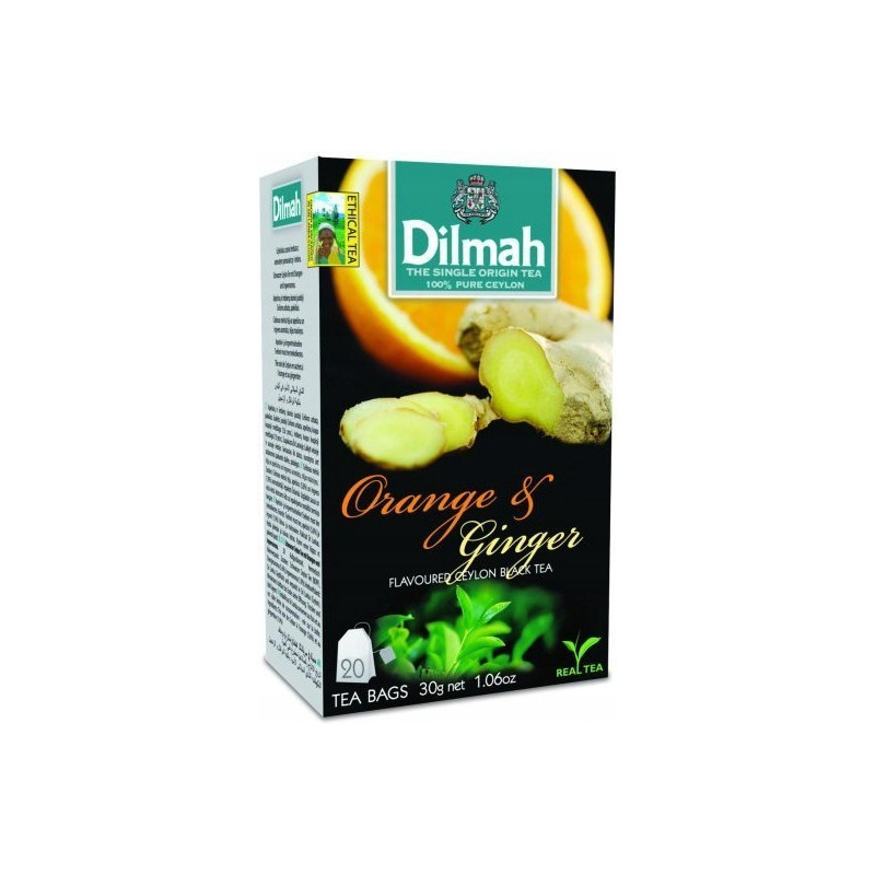 Herbata DILMAH (20 torebek) czarna z aromatem Pomarańczy i Imbiru