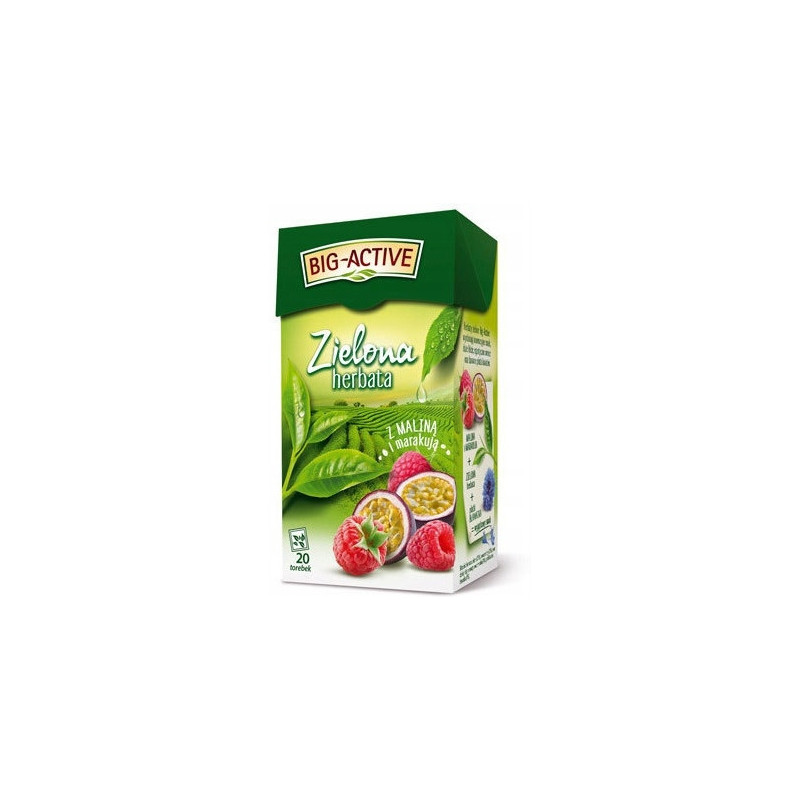 Herbata BIG-ACTIVE zielona (20 torebek) MALINA-MARAKUJA