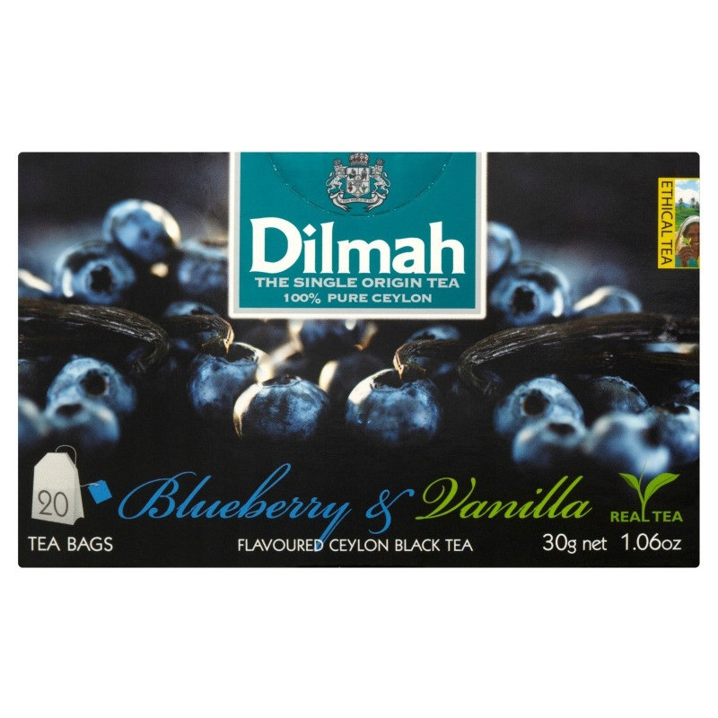 Herbata DILMAH (20 torebek) czarna z aromatem czarna jagoda i wanilia 85026
