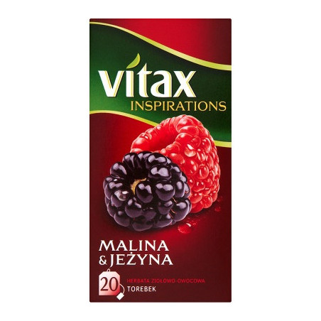 Herbata owocowo-ziołowa VITAX INSPIRATIONS (20 torebek z zawieszką) 40g Malina & Jeżyna