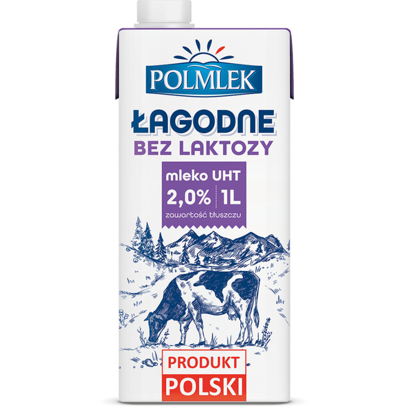 Mleko POLMLEK UHT ŁAGODNE bez laktozy 2% 1L