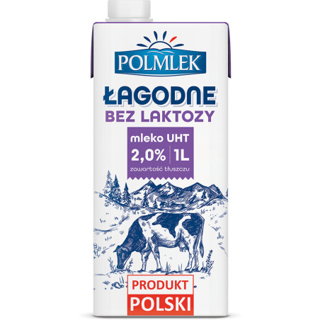 Mleko POLMLEK UHT ŁAGODNE bez laktozy 2% 1L
