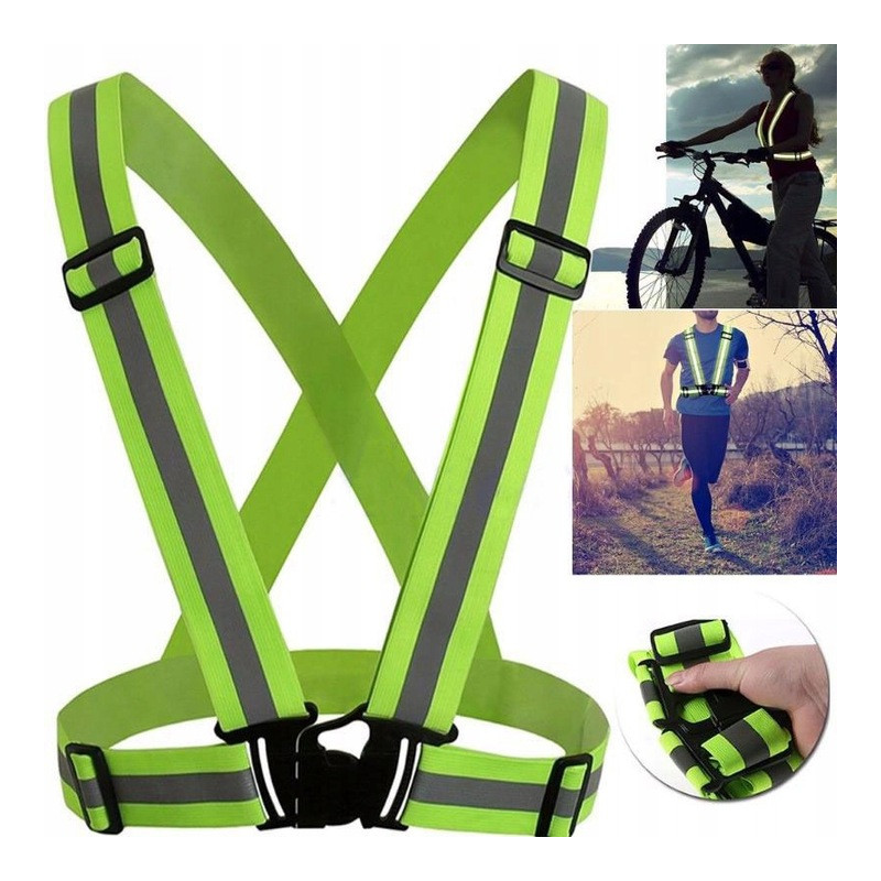 Szelki ostrzegawcze/odblaskowe zielone elastyczne BULK