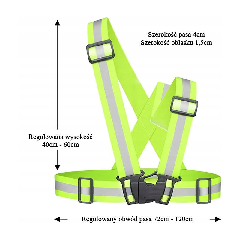 Szelki ostrzegawcze/odblaskowe zielone elastyczne BULK