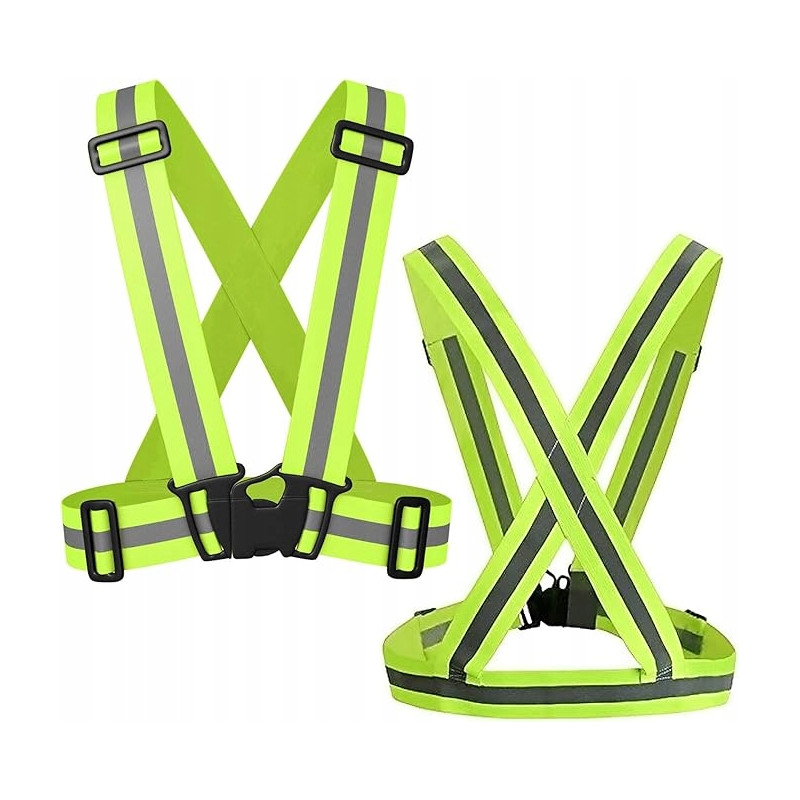 Szelki ostrzegawcze/odblaskowe zielone elastyczne BULK