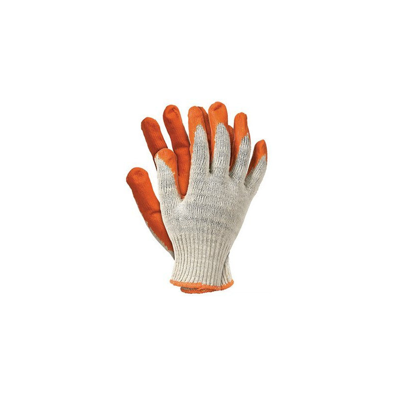 Rękawice REIS RU P bawełniano-poliestrowe powlekane gumą pomarańczowe roz.10/XL