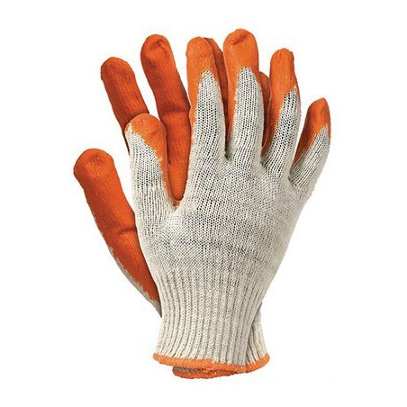 Rękawice REIS RU P bawełniano-poliestrowe powlekane gumą pomarańczowe roz.10/XL
