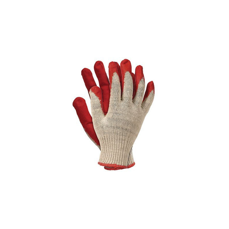 Rękawice REIS RU C bawełniano-poliestrowe powlekane gumą czerwone roz.9/L