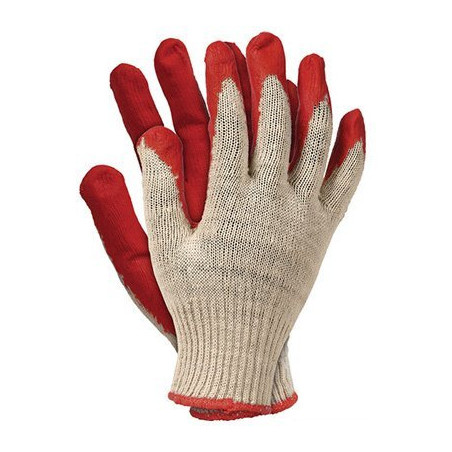 Rękawice REIS RU C bawełniano-poliestrowe powlekane gumą czerwone roz.9/L