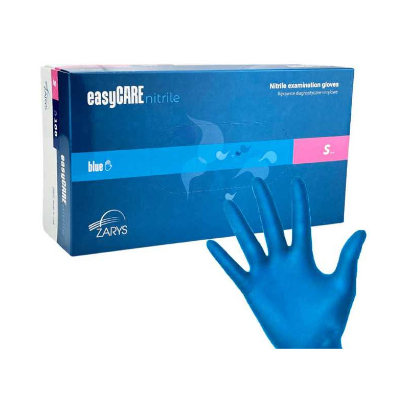 Rękawiczki NITRYLOWE "S" niebieskie bezpudrowe (100szt.) easyCARE