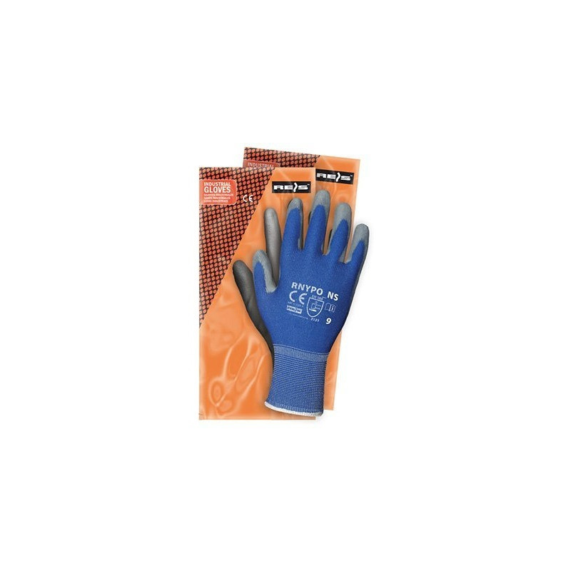 Rękawice REIS RNYPO NS nylonowe powlekane poliuretanem niebiesko-szare roz.9/L