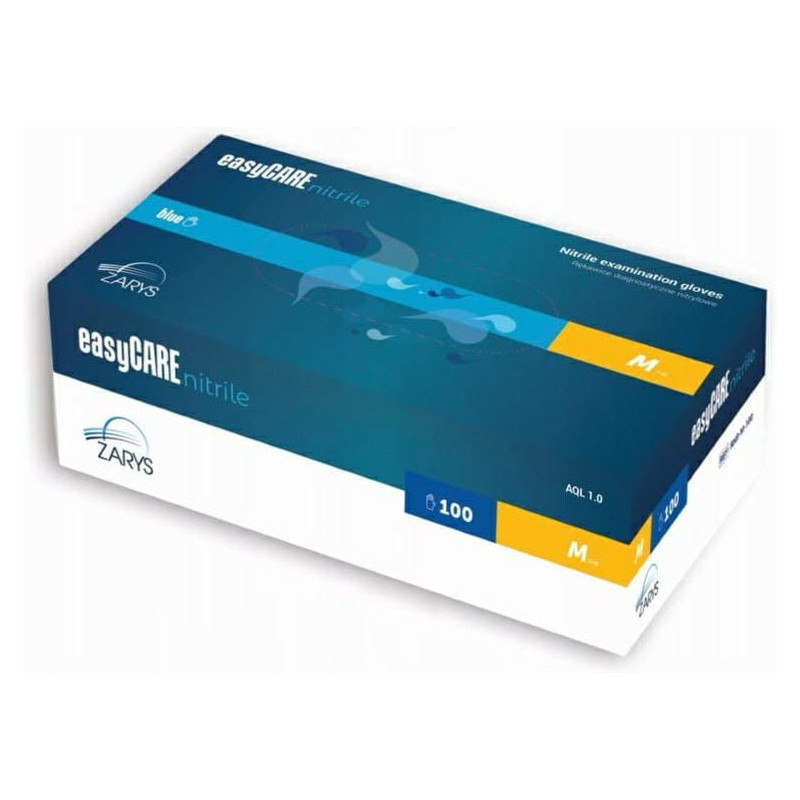 Rękawiczki NITRYLOWE "M" niebieskie bezpudrowe (100szt.) easyCARE